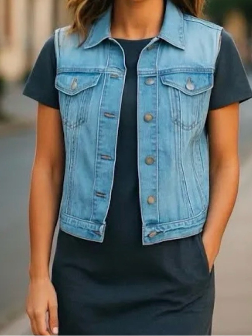 Levi’s Light Wash Denim Trucker Vest Girls Size L (14-16)/Womens XS/S NWOT
